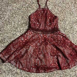 Maroon Lace Dress
